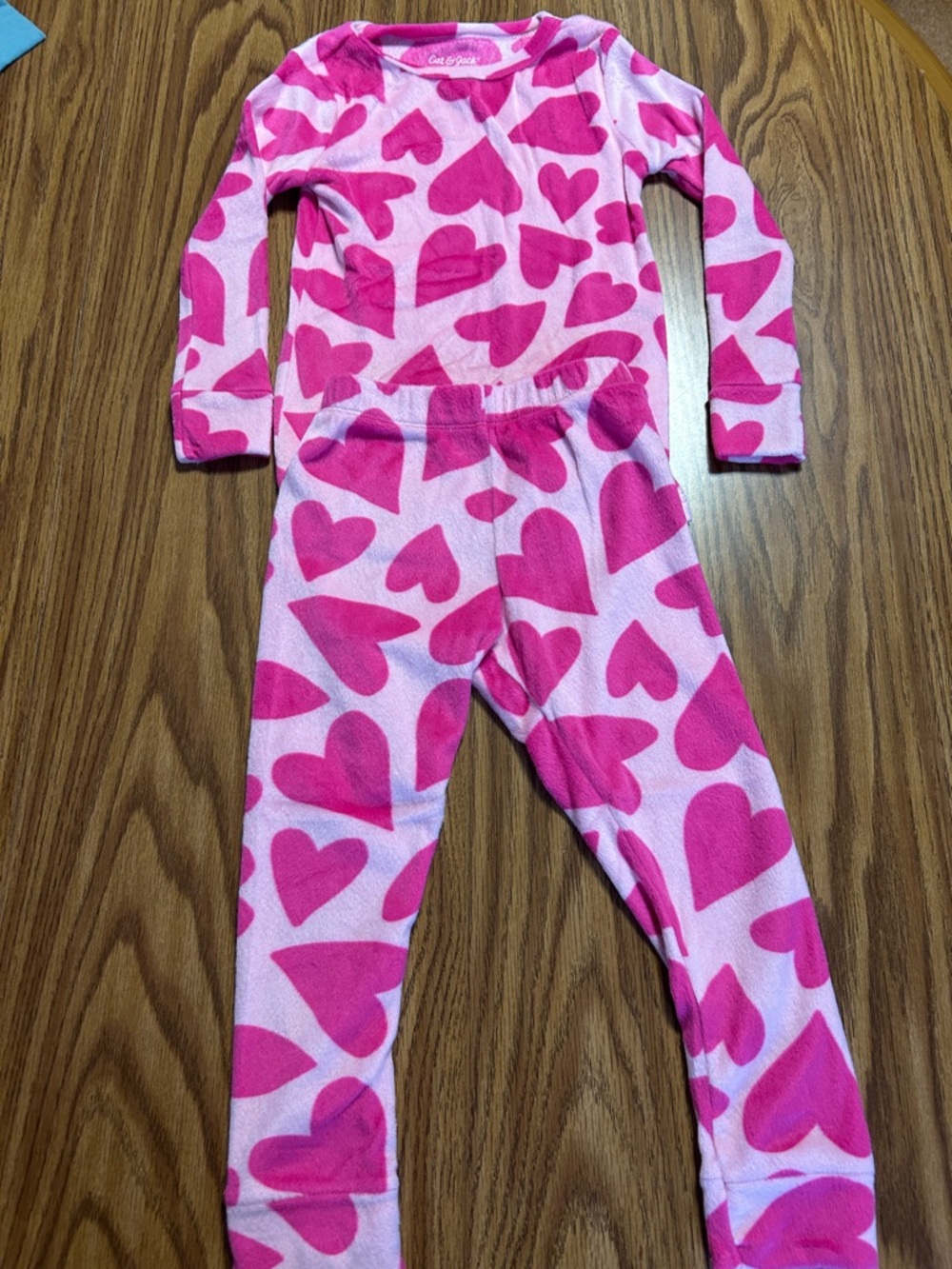 Cat & Jack Pink and Hot Pink Heart Two-Piece Pajama Set